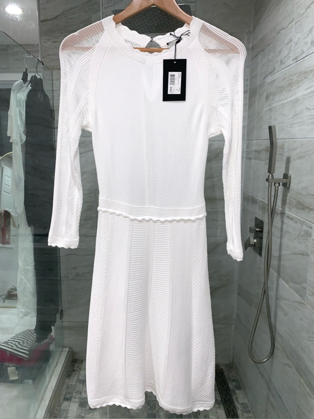 The KOOPLES $310 NWT Romantic Raglan Sleeve Mixed Knit Dress, Size M